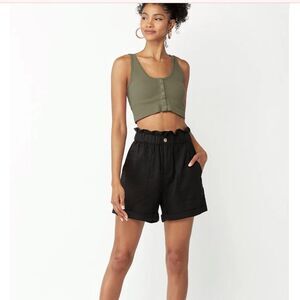 Risen Shorts Classic Black Linen NWT size L